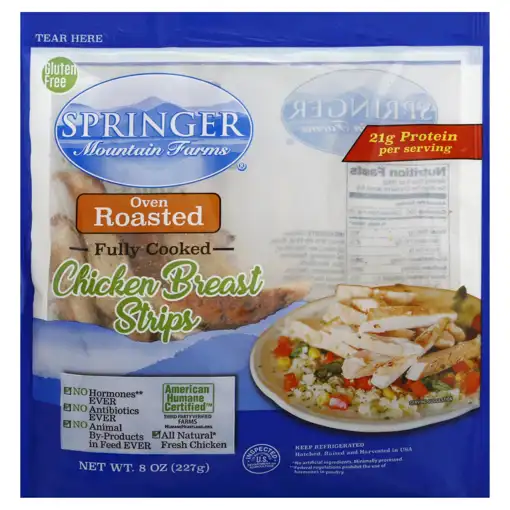Springer Mountain Farms Chicken Breast Strips, Oven Roasted, oz (227 g)