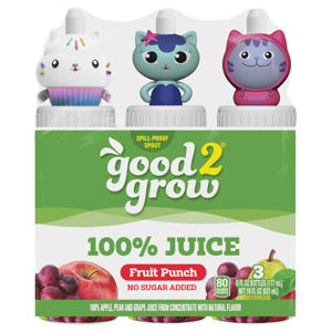 good2grow No Sugar Added Fruit Punch 100% Juice, 3 - 6 fl oz (177 ml) bottles [18 fl oz (531 ml)]