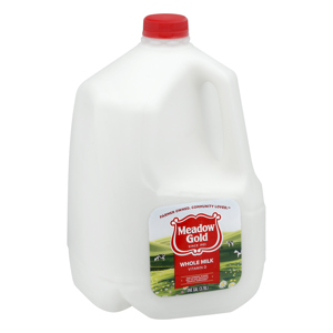 Meadow Gold Milk, Whole, one gal (3.78 l)