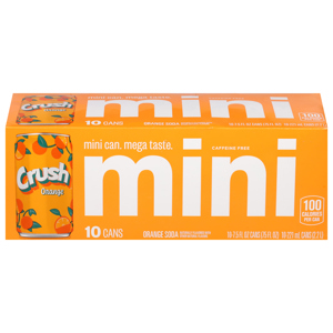 Crush Soda, Caffeine Free, Orange, Mini, 10 - 7.5 fl oz (221 ml) cans [75 fl oz (2.2 l)]