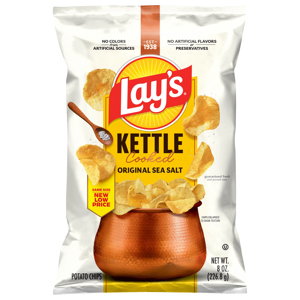 Lay's Kettle Cooked Original Sea Salt Potato Chips, 8 oz (226.8 g)