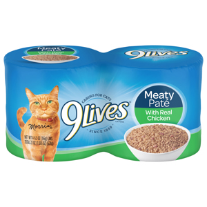 9Lives Meaty Pate Cat Food, 4 - 5.5 oz (156 g) cans [22 oz (1 lb 6 oz) 624 g]