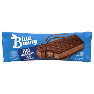 Blue Bunny Frozen Dairy Dessert, Mississippi Mud, Sandwich, Big, 6 fl oz (177 ml)