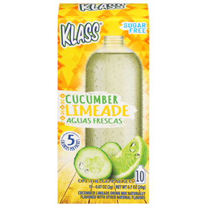 Klass Sugar Free On-The-Go Packets Cucumber Limeade Drink Mix, 10 - 0.07 oz (2 g) packets [0.7 oz (20 g)]