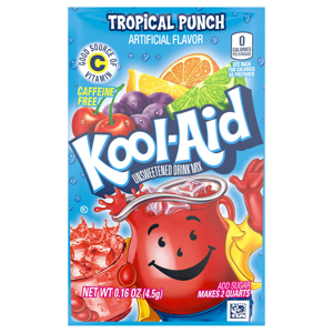 Kool-Aid Caffeine Free Unsweetened Tropical Punch Drink Mix, 0.16 oz (4.5 g)