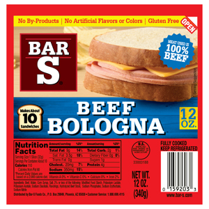 Bar S Beef Bologna, 12 oz (340 g)
