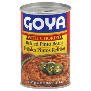Goya Pinto Beans, Refried, with Chorizo, 16 oz (1 lb) 454 g