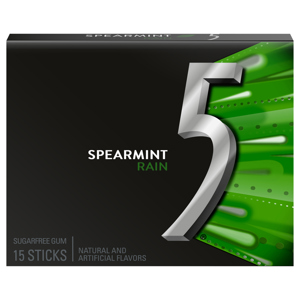 5 Sticks Sugarfree Spearmint Rain Gum, 15 sticks