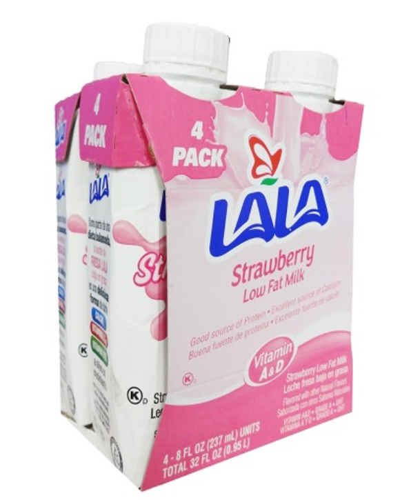 Lala Milk Low Fat Strawberry 4 8 fl oz 237 ml packs 32 fl oz 948 ml