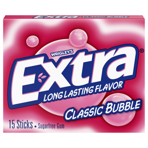 Extra Gum, Sugarfree, Classic Bubble, 15 sticks