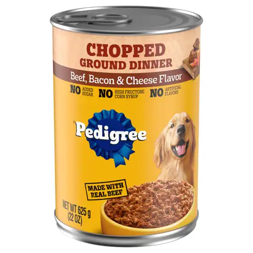 Pedigree Food for Dogs Beef Bacon Cheese Flavor Chopped Ground Dinner 22 oz 625 g