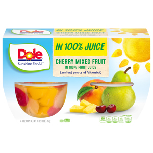 Dole Cherry Mixed Fruit, in 100% Fruit Juice, 4 - 4 oz cups [16 oz (1 lb) 452 g]