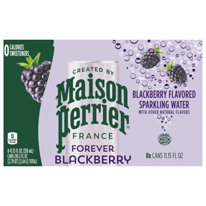 Maison Perrier Sparkling Water, Blackberry Flavored, 8 - 11.15 fl oz (330 ml) cans [89.2 fl oz (2.79 qt) 2.64 l]