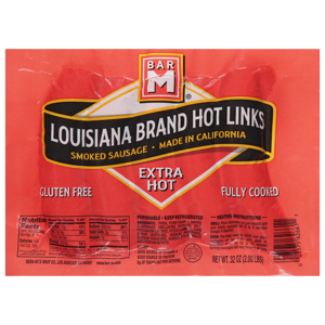 Bar M Hot Links, Extra Hot, Louisiana Brand, 32 oz (2.00 lbs)