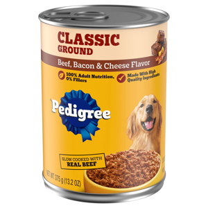 Pedigree Ground Classic Beef, Bacon & Cheese Flavor Food for Dogs, 375 g (13.2 oz)