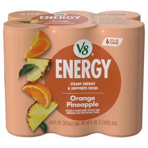 V8 Orange Pineapple Energy Beverage, 6 - 8 fl oz (237 ml) cans [48 fl oz (1.5 qt) 1.42 l]