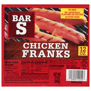 Bar S Chicken Franks, 12 oz (340 g)