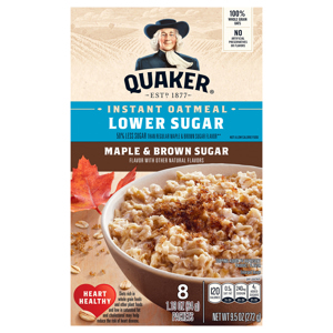 Quaker Lower Sugar Instant Maple & Brown Sugar Oatmeal, 8 - 1.19 oz (34 g) packets [9.5 oz (272 g)]