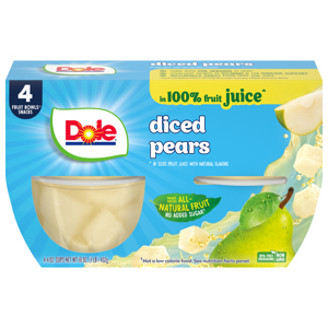 Dole Diced Pears, 4 - 4 oz cups [16 oz (1 lb) 452 g)]