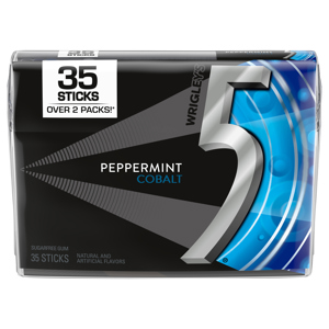 5 Sticks Sugarfree Peppermint Cobalt Gum, 35 sticks