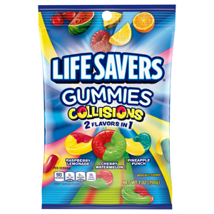 Life Savers Collisions Raspberry Lemonade/Cherry Watermelon/Pineapple Punch Gummies, 7 oz (198 g)