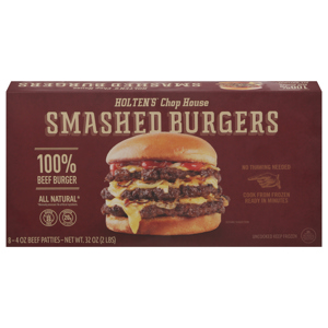 Holten's Chop House Beef Burger, Smashed, 8 - 4 oz beef patties [32 oz (2 lbs)]
