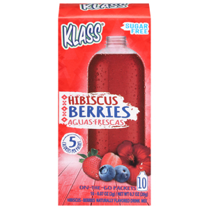 Klass Sugar Free On-The-Go Packets Hibiscus Berries Drink Mix, 10 - 0.07 oz (2 g) packets [0.7 oz (20 g)]