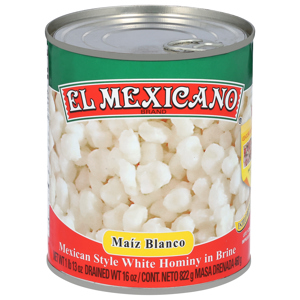 El Mexicano White Hominy, In Brine, Mexican Style, 1 lb 13 oz (822 g)
