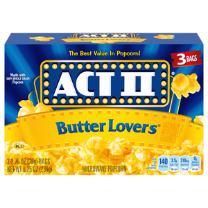 Act II Butter Lovers Popcorn, 3 - 2.75 oz (78 g) bags [8.25 oz (234 g)]