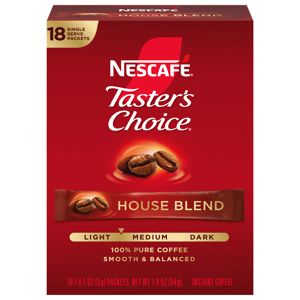 Nescafe Coffee, Instant, House Blend, Single Serve Packets, 18 - 0.1 oz (3 g) packets [1.9 oz (54 g)]