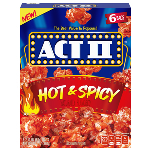 Act II Popcorn, Microwave, Hot & Spicy, 6 - 2.11 oz (60 g) bags [12.7 oz (360 g)]