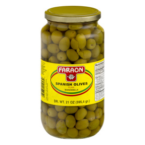 Faraon Spanish Olives, Plain Manzanilla, 21 oz