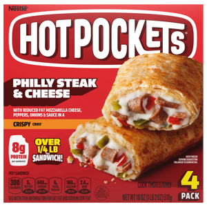 Hot Pockets Crispy Crust Philly Steak & Cheese Sandwiches, 4 pack [18 oz (1 lb 2 oz) 510 g]