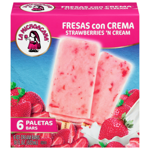Helados Mexico Ice Cream, Strawberries 'N Cream, Bars, 6 bars [18 fl oz (532 ml)]