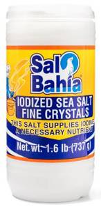 Sal Bahia Iodized Sea Salt, Fine Crystals, Canister, 26 oz