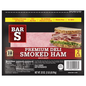 Bar S Premium Deli Smoked Ham, 32 oz (2 lb) (0.91 kg)