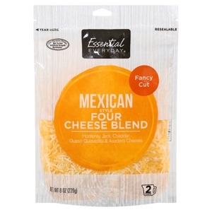 Essential Everyday Four Cheese Blend, Mexican Style, Fancy Cut, 8 oz (226 g)