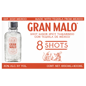 Gran Malo Spicy Tamarindo Liqueur, 8 - 50 ml shots [400 ml]