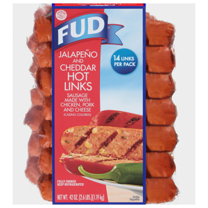 FUD Jalapeno and Cheddar Hot Links, 14 links [42 oz (2.6 lbs) 1.19 kg]