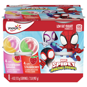Yoplait Low Fat Marvel Spidey and His Amazing Friends Strawberry Banana/Strawberry Yogurt, 8 - 4 oz (113 g) cups [2 lb (907 g)]
