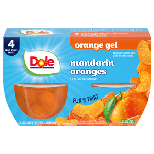 Dole Orange Gel Mandarin Oranges, 4 - 4.3 oz cups [17.2 oz. (1.08 lbs) 488 g]