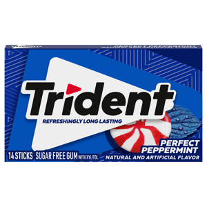 Trident Gum, Sugar Free, Perfect Peppermint, 14 sticks