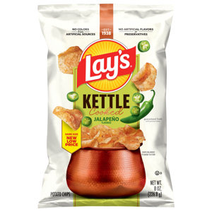 Lay's Kettle Cooked Jalapeno Flavored Potato Chips, 8 oz (226.8 g)