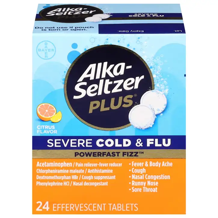 Alka-seltzer Plus Cold & Flu, Severe, Citrus Flavor, Effervescent