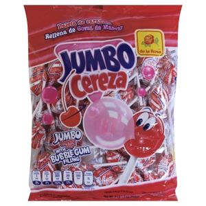De La Rosa Cherry Pop, with Bubble Gum Filling, Jumbo, 33.5 oz (2 lb 1.5 oz) 950 g