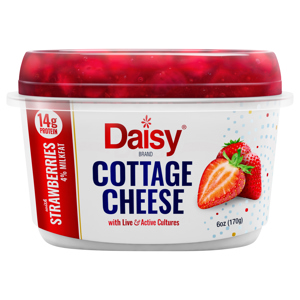 Daisy 4% Milkfat with Strawberries Cottage Cheese, 6 oz (170 g)