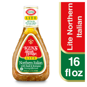 Ken's Steak House Lite Northern Italian with Basil & Romano Dressing & Marinade, 16 fl oz (1 pt) 473 ml