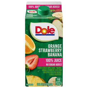 Dole 100% Juice, No Sugar Added, Orange Strawberry Banana, 52 fl oz (1.62 qt) 1.53 l