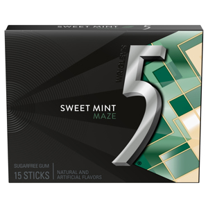 5 Sticks Sugarfree Sweet Mint Maze Gum, 15 sticks