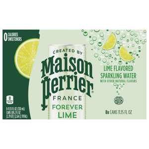 Maison Perrier Sparkling Water, Forever Lime, 8 - 11.15 fl oz (330 ml) cans [89.2 fl oz (2.79 qt) 2.64 l]